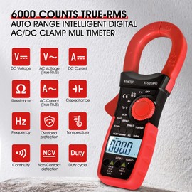 BTMETER Digital Clamp Meter Multimeter, 6000 Counts Bluetooth Multimeter, 2000A AC/DC Amp Tester, Measures Voltage, Ohms, Capacitance, Frequency, Temperature, NCV with Data Logging 570Y-APP