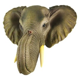 Wonder World African Elephant Head Mount Wall Statue Mini Bust 9 in.
