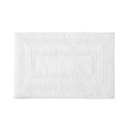 Nautica Set Highly Absorbent 2 Piece Cotton Reversible Bath Rugs, Modern Bathroom Décor, Micellar Solid White