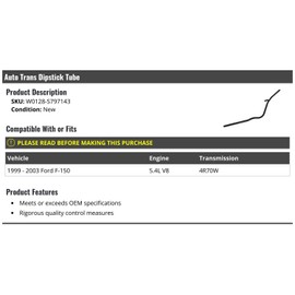 Automatic Transmission Dipstick Tube - Compatible with 1999-2003 Ford F-150 5.4L V8 4R70W
