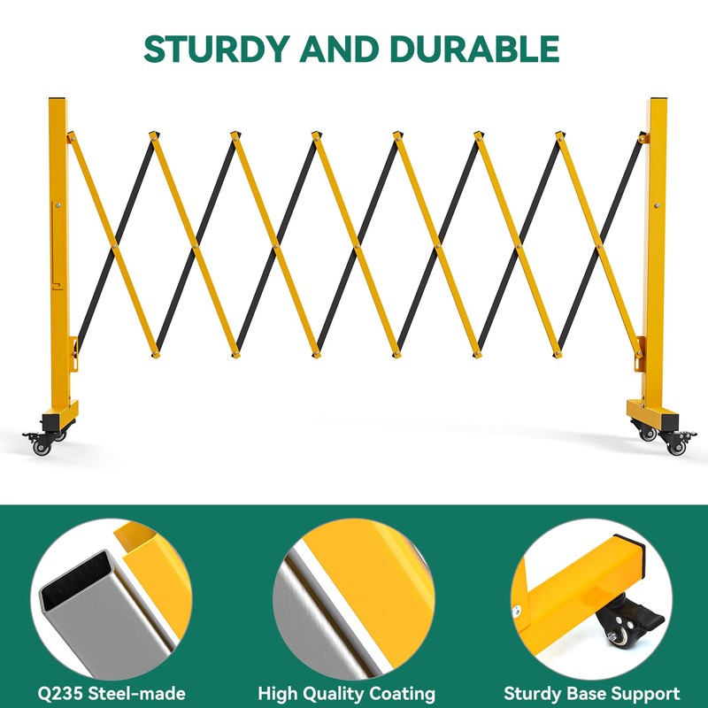 YITAHOME Metal Expandable Mobile Barricade, 8FT Folding Security Gate, Retractable