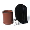Leather Dice Cup Set Felt Lining Quiet Shaker with 5