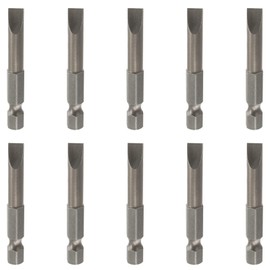 LDEXIN 10 Pcs SL6 Magnetic Slotted Screwdriver Bits S2 Steel Flat Head Screwdriver Bits with 1/4 Inch Hex Shank, 2 Inch Length