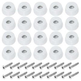 PATIKIL Rubber Feet, Set of 20 0.79 x 0.47 Chopping Board Feet, Non-Slip Pads with Stainless Steel Washers and Screws for Kitchen Appliances and Furniture, White