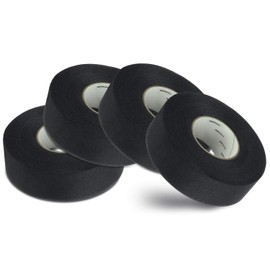 CellyTape Hockey Stick Tape, 4 - Pack, Ice and Roller Hockey Cloth Tape, Goalies, Baseball bat Tape, Lacrosse Sports Handle, Strong Adhesive, Easy Tearing Made in USA (Black Tape)