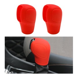 Ziciner 2PCS Car Gear Shift Knob Cover, Elastic Silicone Car Automatic Shift Protect Accessories, Anti-Slip Auto Knob Gear Stick Protector, Car Interior Decoration (Old, Red)