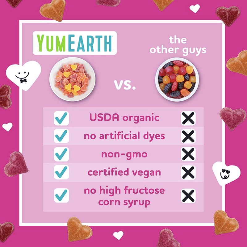 YumEarth Organic Assorted Gummies and Lollipops Valentines, 9.38 Ounce, Allergy