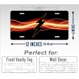 SignsAndTagsOnline.com Black Flash Lighting License Plate Dark Lighting Bolt Thunderbolt Auto Tag