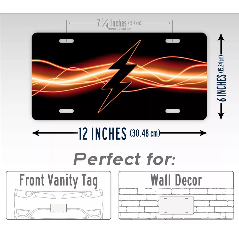 SignsAndTagsOnline.com Black Flash Lighting License Plate Dark Lighting Bolt Thunderbolt