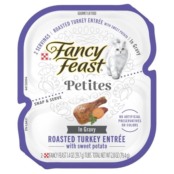 Purina Fancy Feast Gourmet Gravy Wet Cat Food, Petites Turkey & Sweet Potato Entree - 2.8 oz. Tub