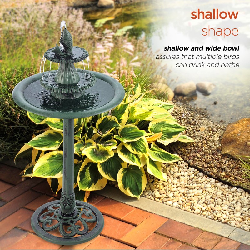 Alpine Corporation TEC104 Outdoor Floor 3-Tiered Pedestal Soothing Cascading Waterfall