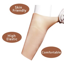 Liifun Silicone Calf Pads Leg Onlays Calf Corrector for Bow Skinny Legs Cover Birthmark Scars Tattoo (0.39in thickness a pair, Beige)