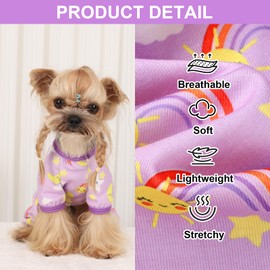 Dog Pajamas Pjs Dog Clothes for Small Dogs Girl - Boy - Small Size Dogs, Soft Stretchy Puppy Clothes Doggie Onesies Cat Pet Jammies Outfit for Chihuahua, Yorkie, Star Purple, S