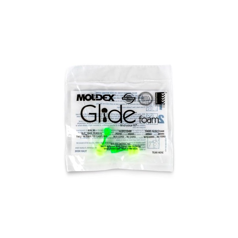 Moldex Glide® Uncorded Foam Twist and Push-In Earplug 6940, NRR