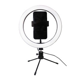 iFocus Electronics Multi-Purpose LED Ring Light Kit with a Tripod and Phone Holder for Selfie, Presentation, Zoom Call, 10 inches, Black