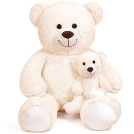 Yeqivo Big Teddy Bear Stuffed Animal Big Teddy Bear Mama with Baby Giant Teddy Bear Stuffed Animal Bear for Kids, Girlfriend on Mother's Day, Valentine's Day, Christmas(100CM,White)