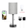 LED Table Lamp Fabric Lampshade USB A and USB C