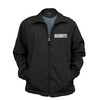 Security Zipped up Windbreaker in Black with White/Reflective Decorations Front