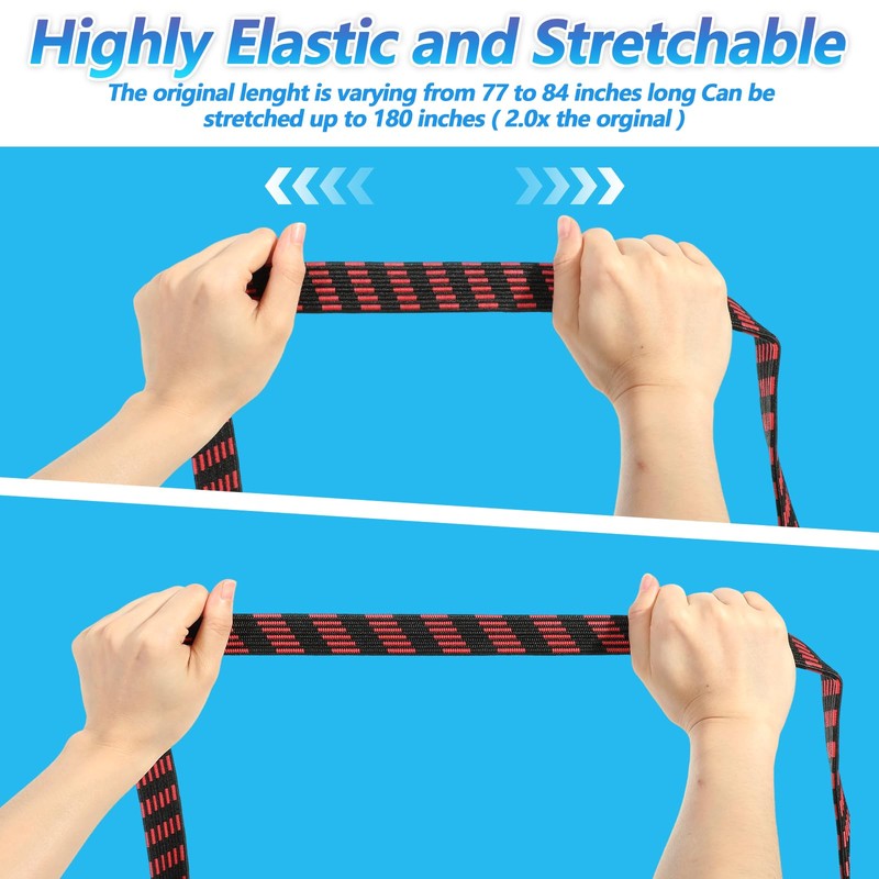 10 Pcs Long Bungee Cords with Hooks, Flat Bungee Cords