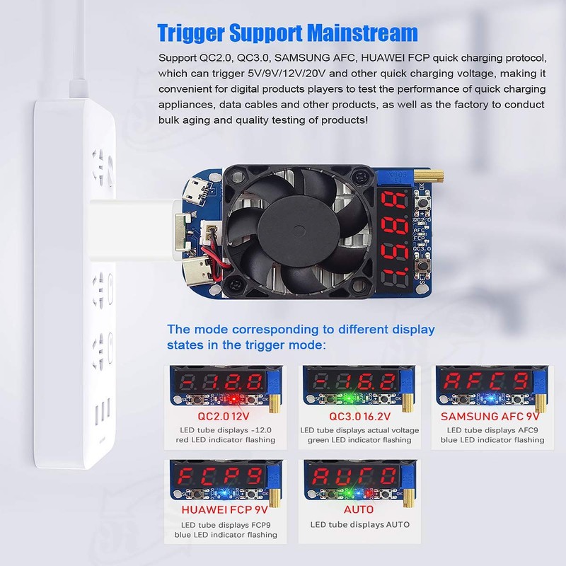 DollaTek Electronic Load Tester USB Load Resistor Module Trigger QC2.0
