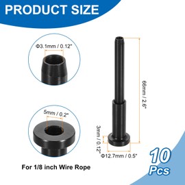 sourcing map 10 Pcs Invisible Cable Railing Kit, 1/8" 316 Stainless Steel Invisible Receiver and Swage Stud End Swage Tensioner for Deck Railing, Stairs, Wood Metal Post, Black