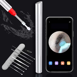 Ear Wax Removal Otoscope Wireless with Free Container and Ear Pick Set - Earwax Remover Tool - Ear Cleaner with Camera -1080p with 6 LED Lights - Visual Ear Camera Safe Ear Pick Ear Cleaning