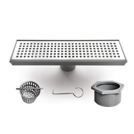 Neodrain 12-Inch Linear Shower Drain with Removable Grate, Professional Brushed 304 Stainless Steel Rectangle Shower Floor Drain Manufacturer, Linear Drain with Hair Strainer