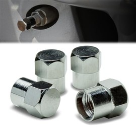 4 Pieces Universal Polished Aluminum Tire Rim Valve Air Port Dust Cover Stem Caps, Anodized & Powdercoated, Hexagon Style, Silver Color