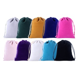 Sansam Large Velvet Gift Bags with Drawstring, 10pcs 6.0x8.0 Inch Mixed Drawstring Velvet Cloth Jewelry Pouches,Tarot Rune Bags