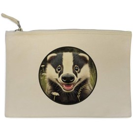 'Smiling Badger Cub' Canvas Clutch Bag/Accessory Case (CL00042573)