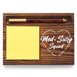 Med Surg Squad Gifts Sticky Note Holder Wooden, Thank You Gifts for Med Surg Medical Surgical Nurse, Appreciation Gift for Nursing National Nurses Week Self-Stick Note Pad Holders Desk Organizer TZP37