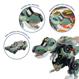 VTech Switch & Go Dinos Thrash the T-Rex, Interactive Preschool Dino Toy, 2-In-1 Educational Toy for Children with Sound Effects, Vehicle Toys, Dinosaur Toys for Kids 3, 4, 5+ Years, English Version