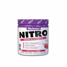 Bluebonnet Nutrition Extreme Edge Nitro Powder, Nitric Oxide Precursor*, Increase Blood Flow*, Soy-Free, Gluten-Free, Vegan, Raspberry Flavor, 3.7 oz, 30 Servings