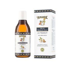 L'AMANDE - Non-scented sweet almond oil, soft and moisturising for sensitive skin, ideal for pregnancy and massage for newborns, nourishing body oil with vitamin E, 250 ml