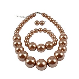 COLORFUL BLING Chunky Multicolor Simulated Pearl Choker Necklace Drop Dangle Earrings Bracelet Set Crystal Bib Big Large Round Beaded Strand for Women Brides Costume Statement 1920s Wedding Jewelry, Faux Pearl crystal Metal, Created Pearl