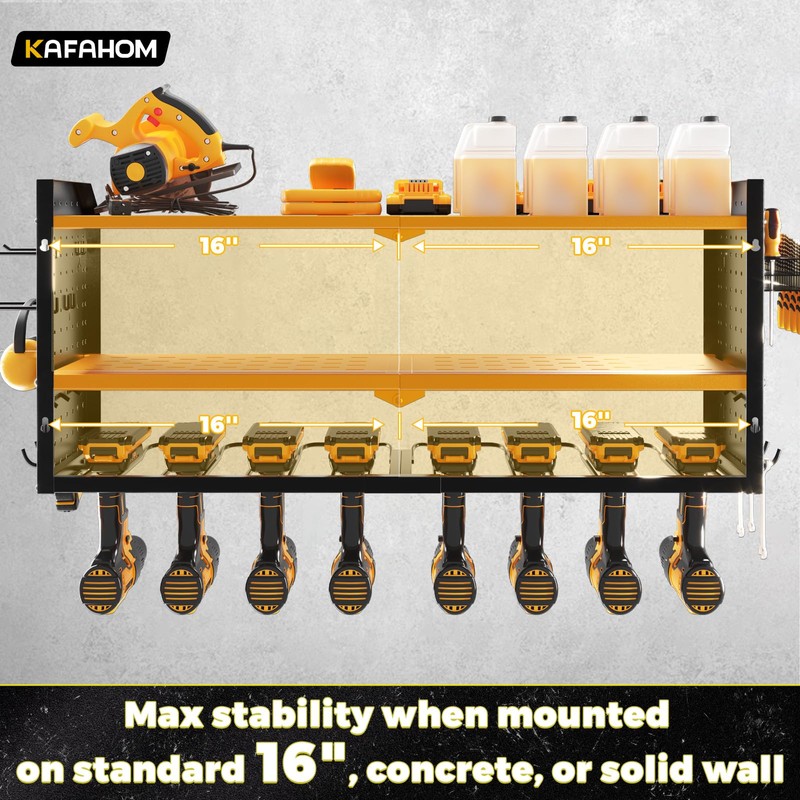 KAFAHOM Power Tool Organizer，Large 8 Drill Holder Wall Mount ，Heavy
