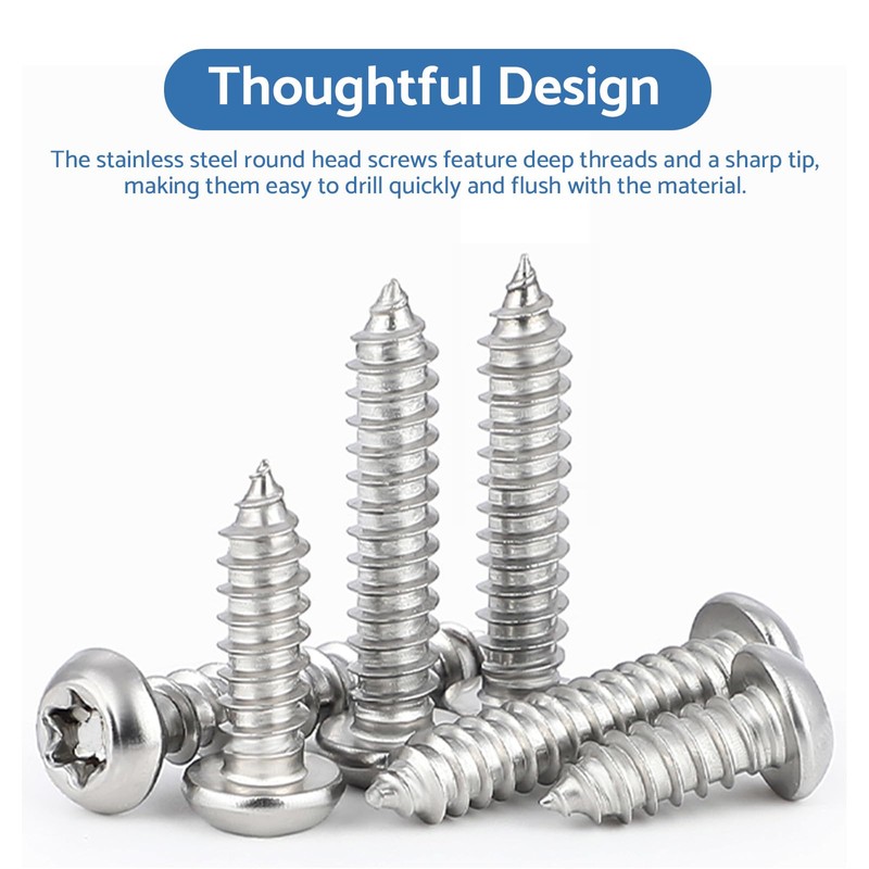 HAISHANG Pack of 50 Self-Tapping Screws M4 x 18 mm,
