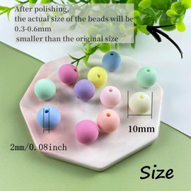 Jmassyang 200 Pieces 10mm Candy Color Acrylic Round Plastic Pastel Beads Assorted Mix Rainbow Smooth Loose Beads Spacer for Jewelry Making Bracelets Necklaces DIY Crafts (Frosted Multicolor)