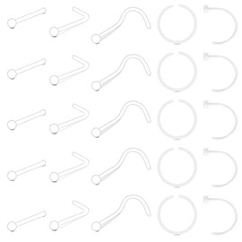 LAURITAMI Nose Piercing Nose Ring Nose Stud 20G 18G Acrylic Flexible Thin Nose Ring Plug Nose Piercing, Acrylic