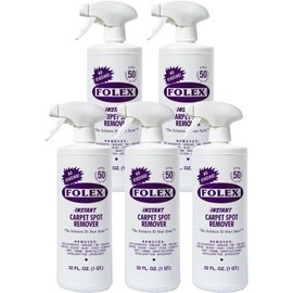 FOLEX 32 oz Instant Carpet Spot Remover Carpet Cleaner - Removes Pet Accidents, Grease, Red Wine and More (5 Pack)