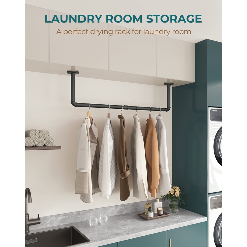 OROPY Industrial Pipe Clothes Rack Wall Mounted Set of 2,