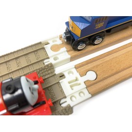 TrainLab Adapters Compatible with Trackmaster (Brown 2009) to Wooden Railway Train Tracks (2pc) (NiteBrite)