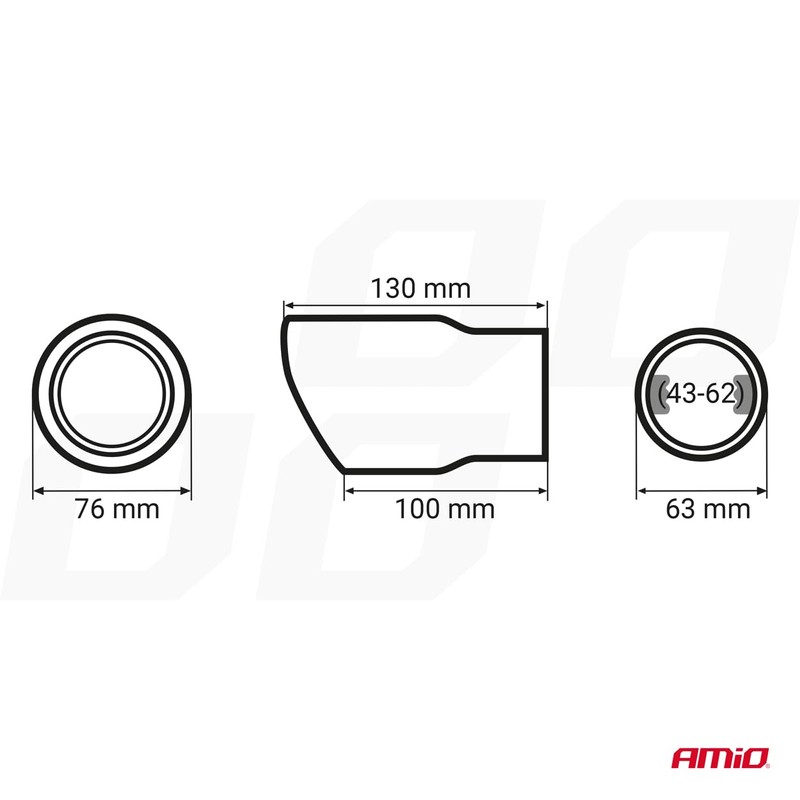 AMiO 01317 Exhaust Trim Stainless Steel 63 mm 76 mm