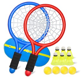 Kids Tennis Rackets, 15 Inch Tennis Racket Set with 4 Soft Balls and 6 Shuttlecocks for Kids And Toddler Outdoor/Indoor Sport Play