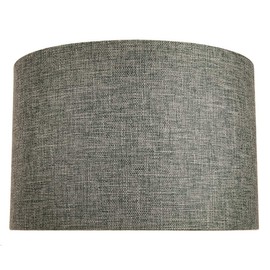 Contemporary and Sleek 12 Inch Grey Linen Fabric Drum Lamp Shade 60w Maximum | 30cm Diameter | for Table Lamp or Pendant by Happy Homewares