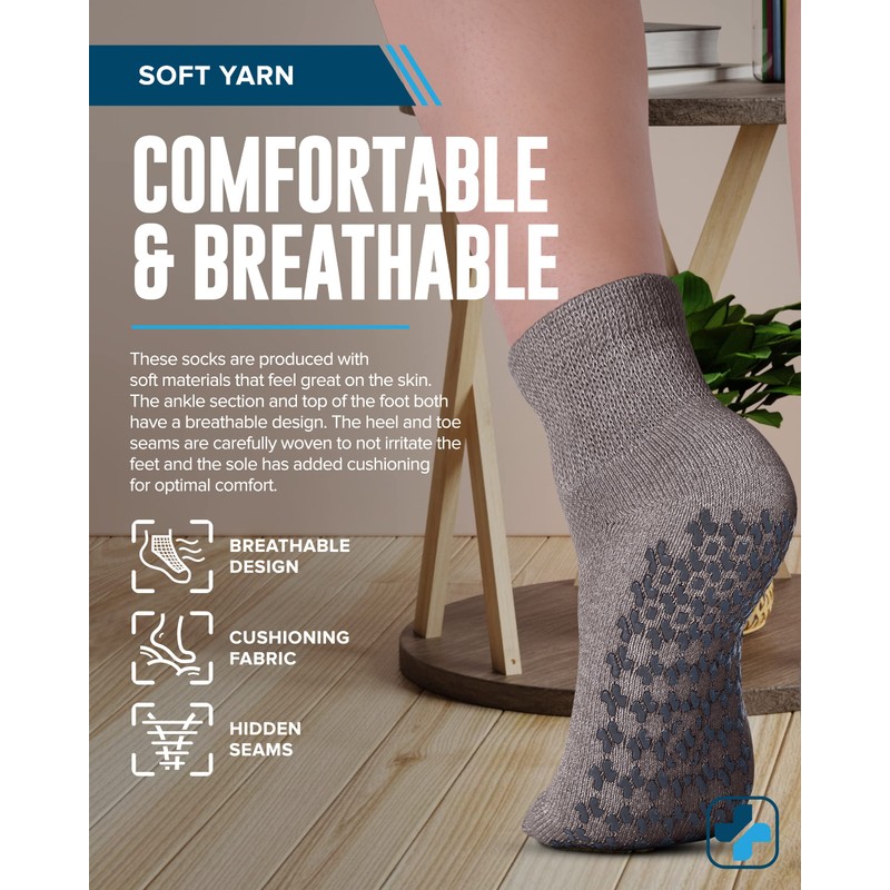 Doctor's Select DS Diab - Calcetines tobilleros + Grips-L-Grn/Gry/Blu/Tan