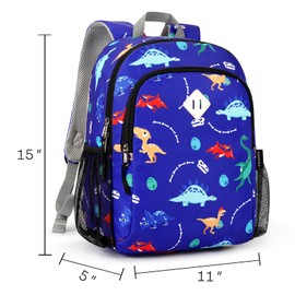 STEAMEDBUN Kids Backpack for Boys 4-6: Toddler Preschool Dinosaur Backpack - Light Blue