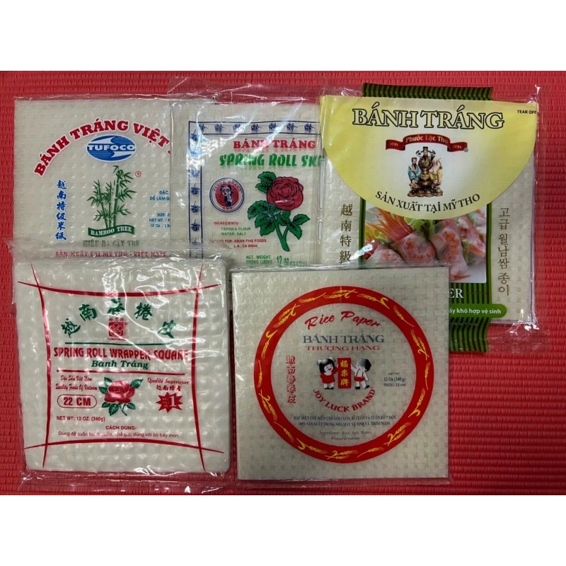 Bamboo Tree Spring Roll Rice Paper Wrappers/ Pandan/ Tumeric/Chilli -