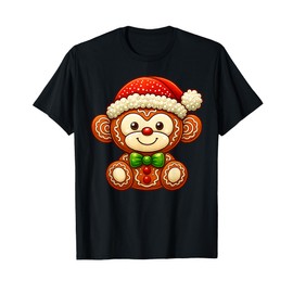 Funny Gingerbread Man Monkey Christmas Womens Mens Gifts T-Shirt