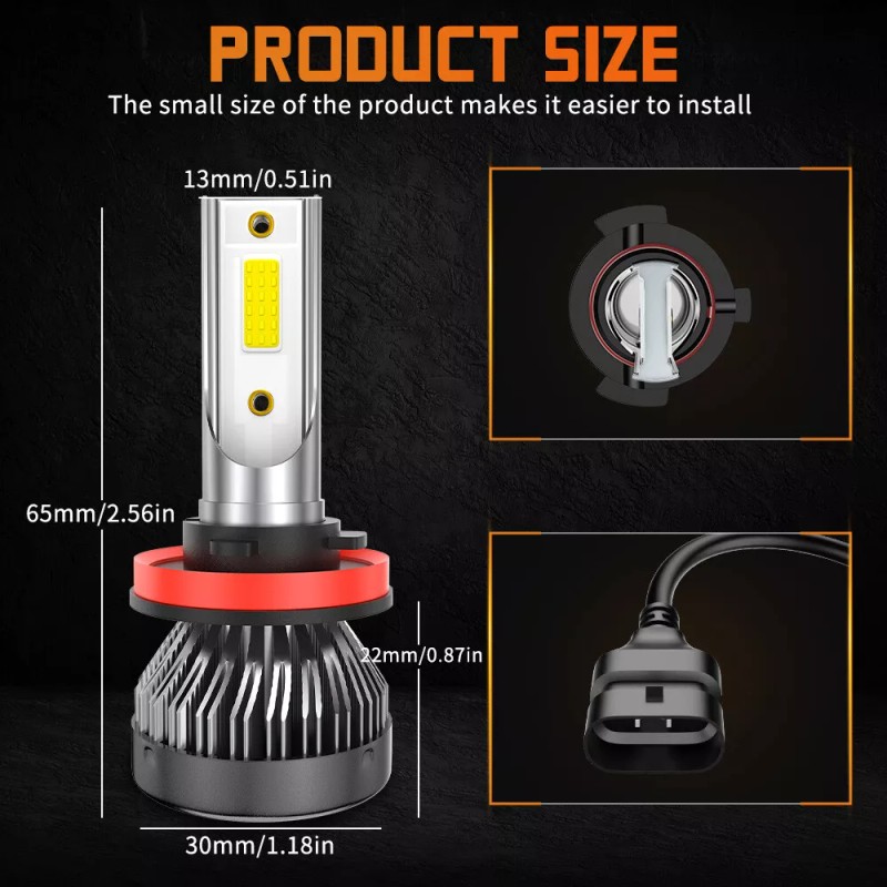 AUIMSOCO H11 H8 H9 LED LightBulb Kit High Low Beam